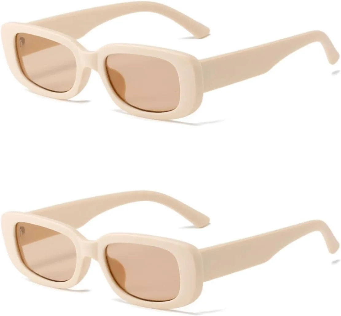 

Солнцезащитные очки IKANOO в стиле ретро, ​​прямоугольные, для женщин и мужчин, с маленькой квадратной оправой, модные в стиле Y2K 90-х, черные, Beige-beige