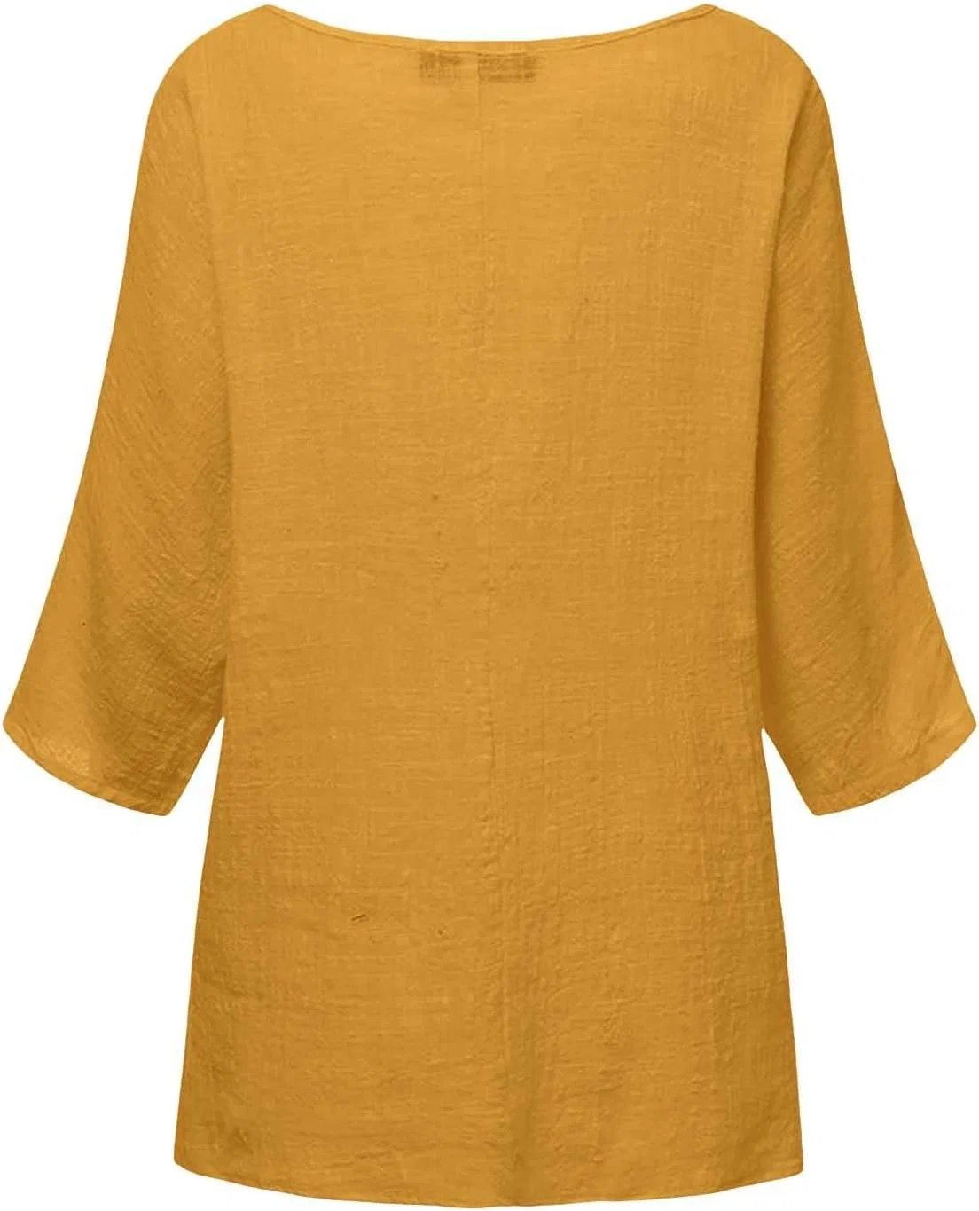 Блуза свободная из хлопка и льна Long T-shirt, желтый — фото 3