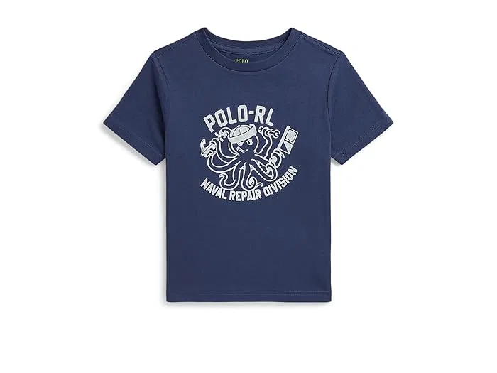Футболка хлопковая с принтом Cotton Jersey Graphic Tee Polo Ralph Lauren Kids, Light Navy