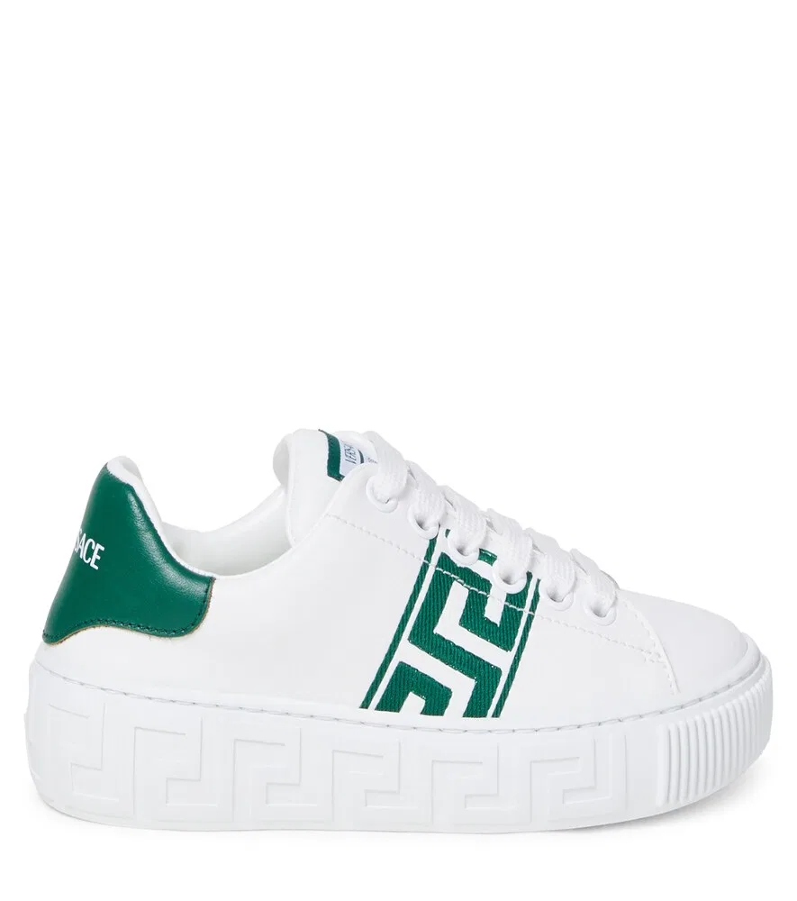 Вышитые кроссовки Greca Versace Kids, белый — фото 3