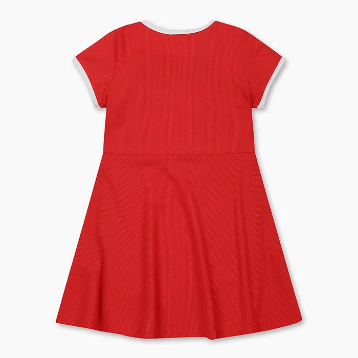 Детское вафельное платье-клёш красного цвета от Benetton Kids — фото 2