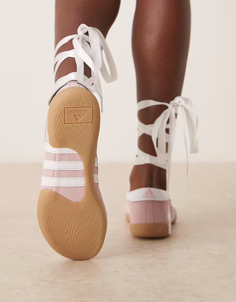 Кроссовки Adidas Originals Taekwondo Mei Ballet светло-розового и белого цвета — фото 4