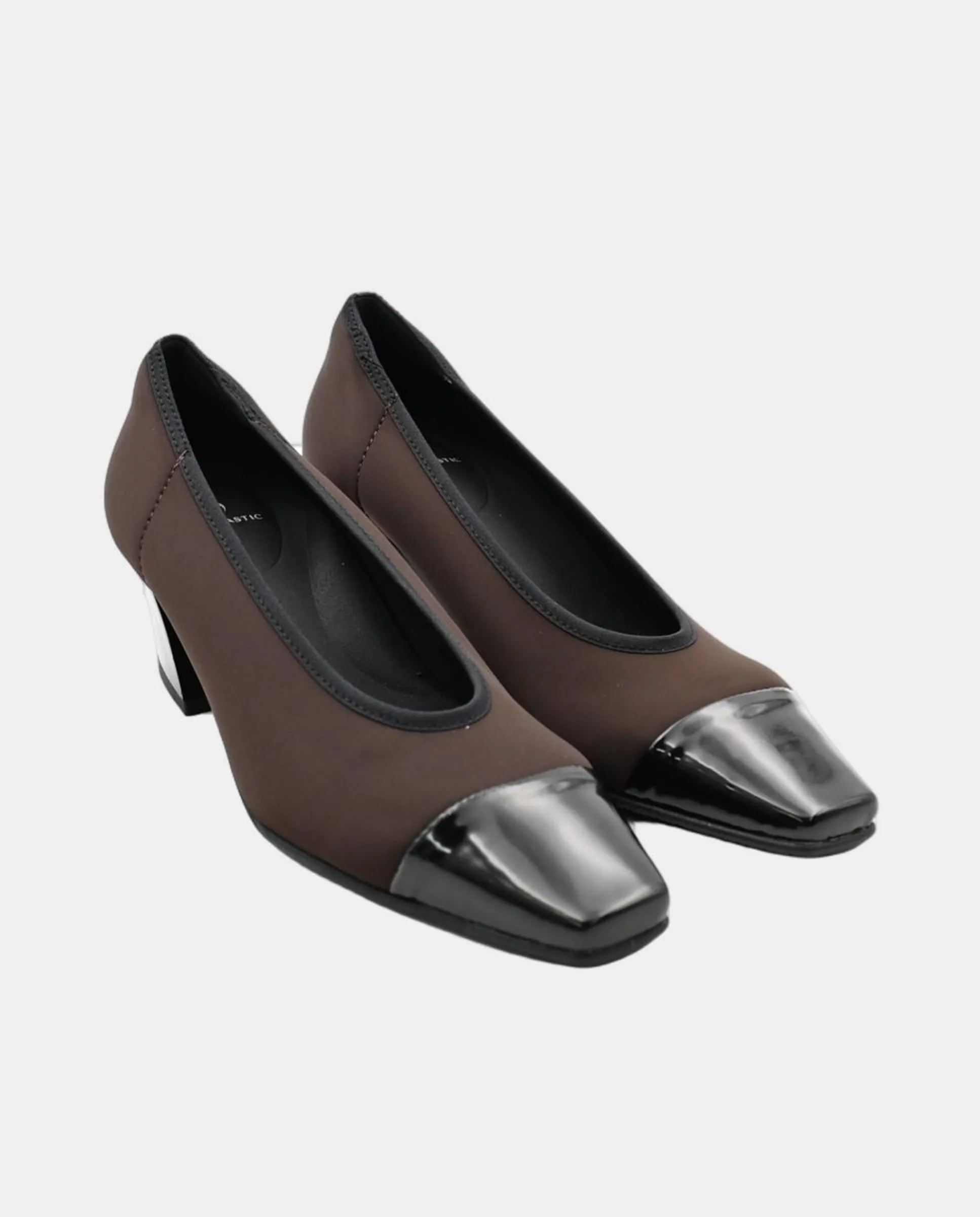 Туфли на каблуке из эластичного материала, салонного типа, CHANEL MISS ELASTIC Miss Elastic, шоколадный коричневый — фото 2