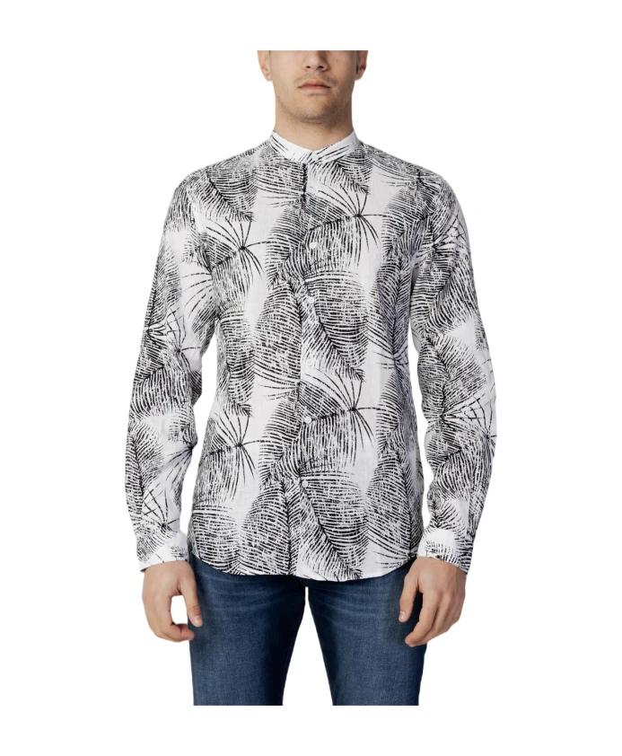 

Черная рубашка с принтованным воротником-стойкой Antony Morato, мультиколор