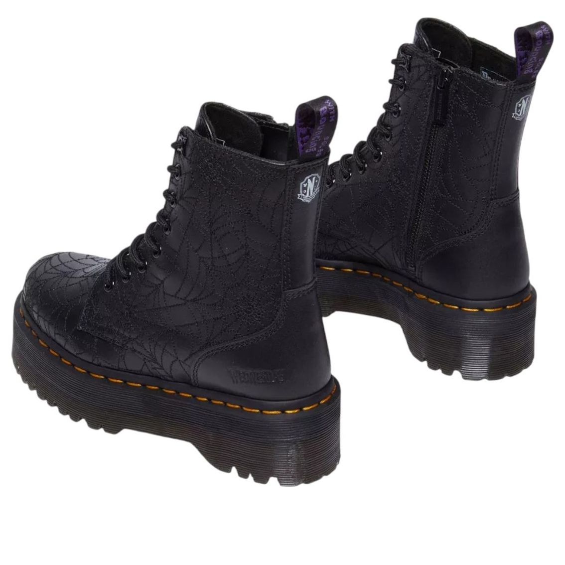 Ботинки Dr. Martens x Wednesday Jadon из кожи на платформе, цвет 'Black Nappa Lux' — фото 4