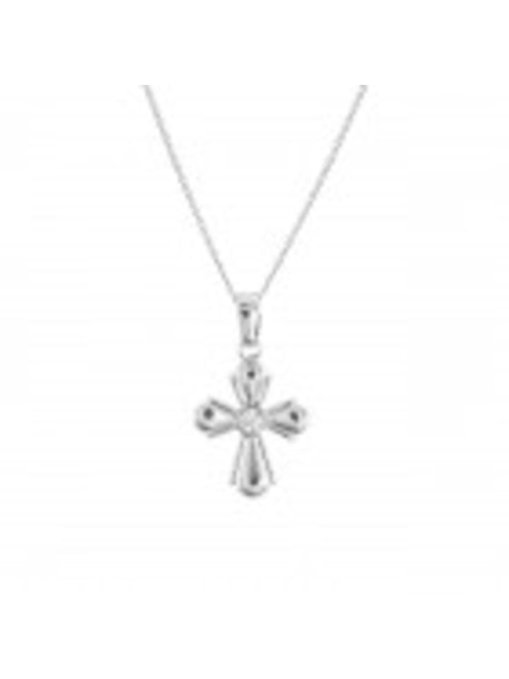 

Alexander York Колье с подвеской в виде креста и кубическим цирконием из серебра 925 пробы, комплект из двух частей в серебряной оправе