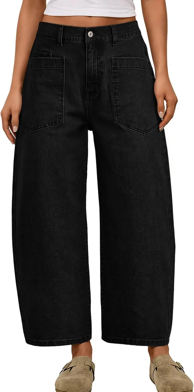

Trendy Queen джинсы женские High Waisted Barrel - винтажные широкие укороченные