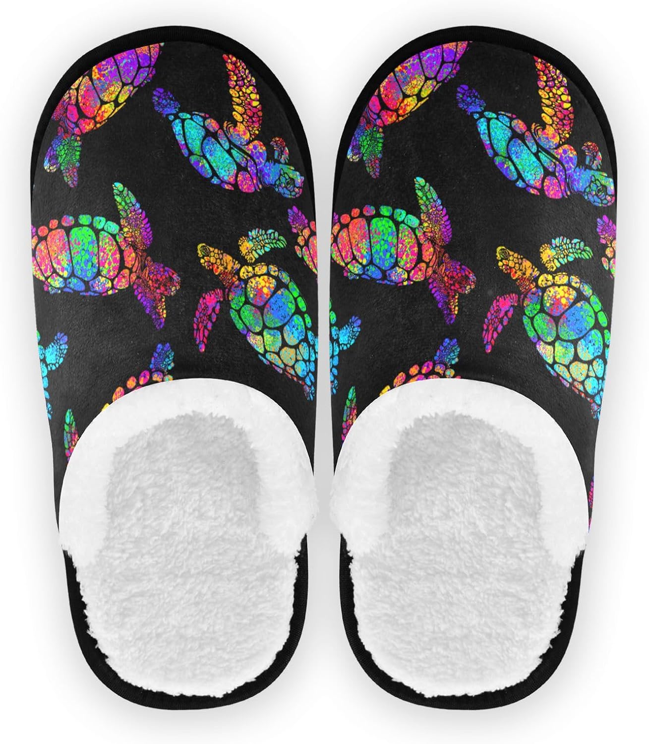 

Тапочки JHKKU для женщин и мужчин, пушистые домашние тапочки, теплые, с противоскользящей подошвой, уютные для дома и путешествий, Colorful Sea Turtles