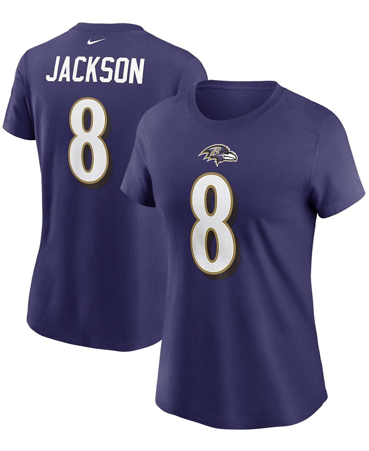 

Женская фиолетовая футболка Lamar Jackson Baltimore Ravens с именем и номером Nike, Фиолетовый, Женская фиолетовая футболка Lamar Jackson Baltimore Ravens с именем и номером Nike