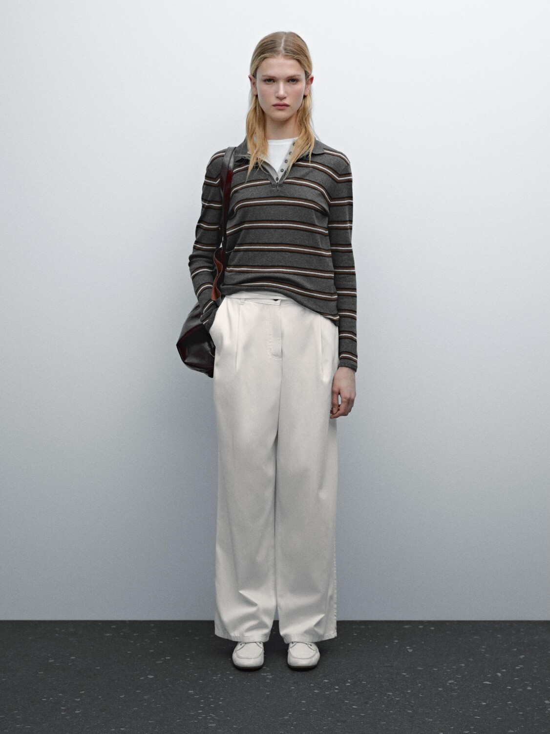 

Брюки из струящейся хлопковой смеси Massimo Dutti, бежевый