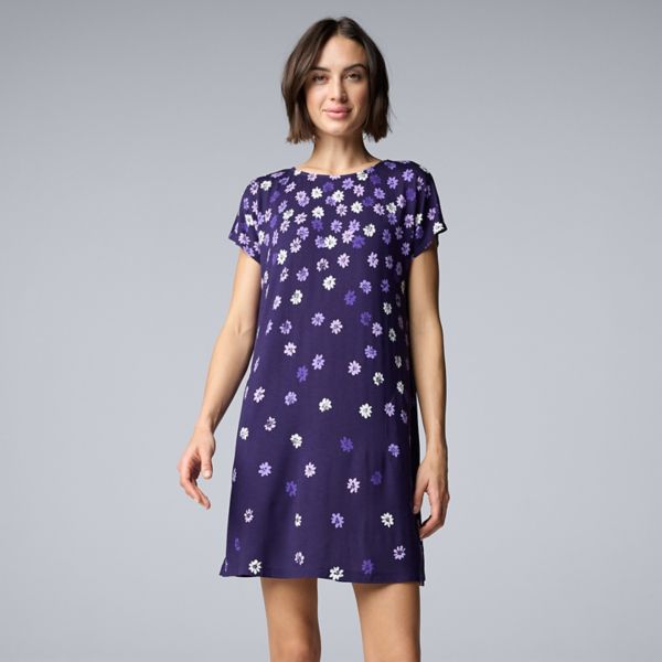 

Женская ночная рубашка с коротким рукавом Simply Vera Vera Wang, цвет purple long floral