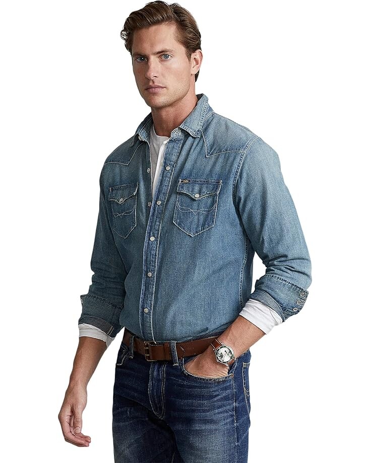 

Поло Polo Ralph Lauren Classic Fit Denim Western Sport Shirt, цвет RL Western