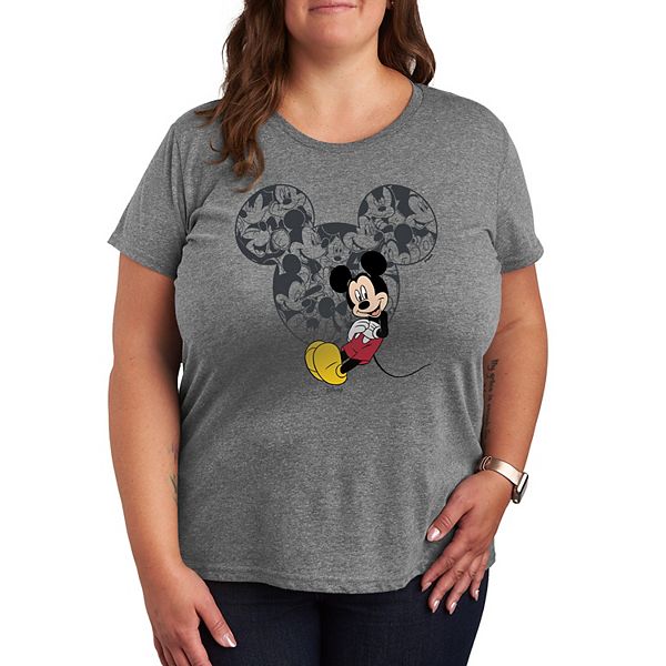 

Футболка с принтом в виде коллажа ушей Микки Мауса, Plus size Disney, Heather Gray