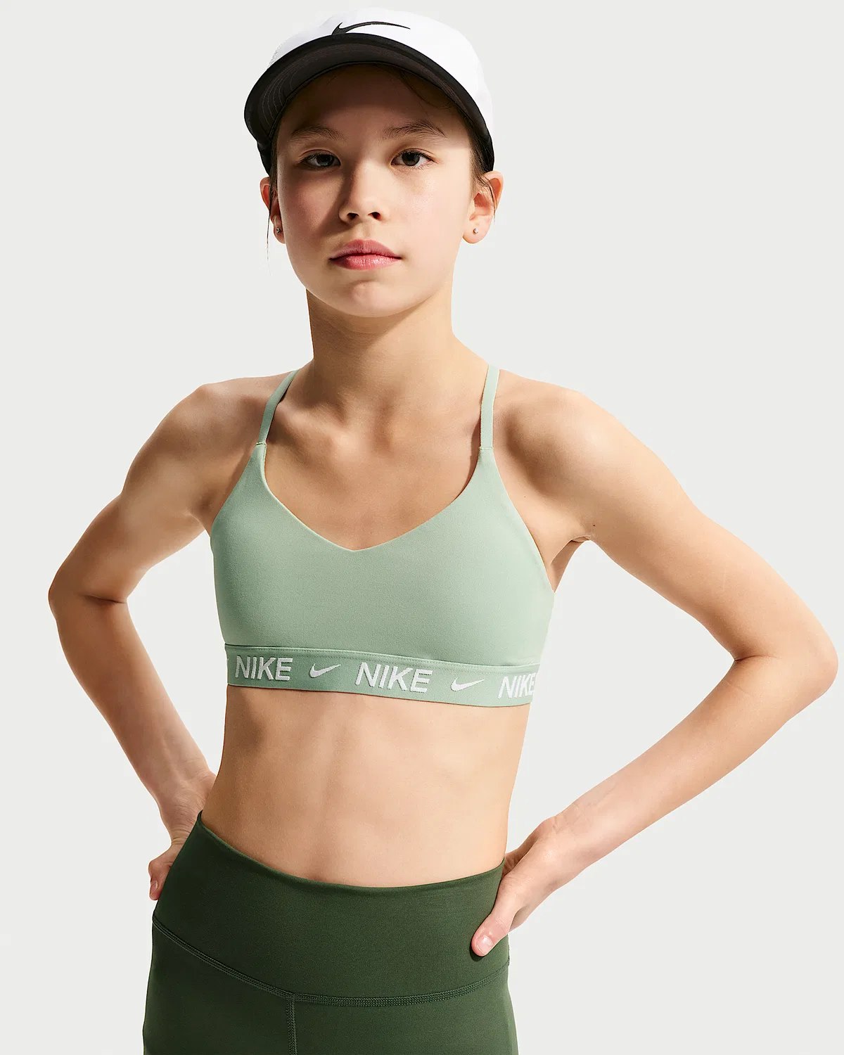 Детский спортивный бюстгальтер Nike Indy, Steam/White