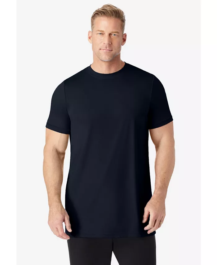 

Футболка с коротким рукавом и круглым вырезом Big & Tall No Sweat удлиненного кроя KingSize, черный