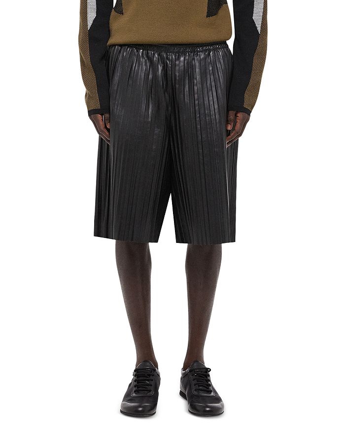 

Складчатые кожаные шорты 11.25" Helmut Lang, черный