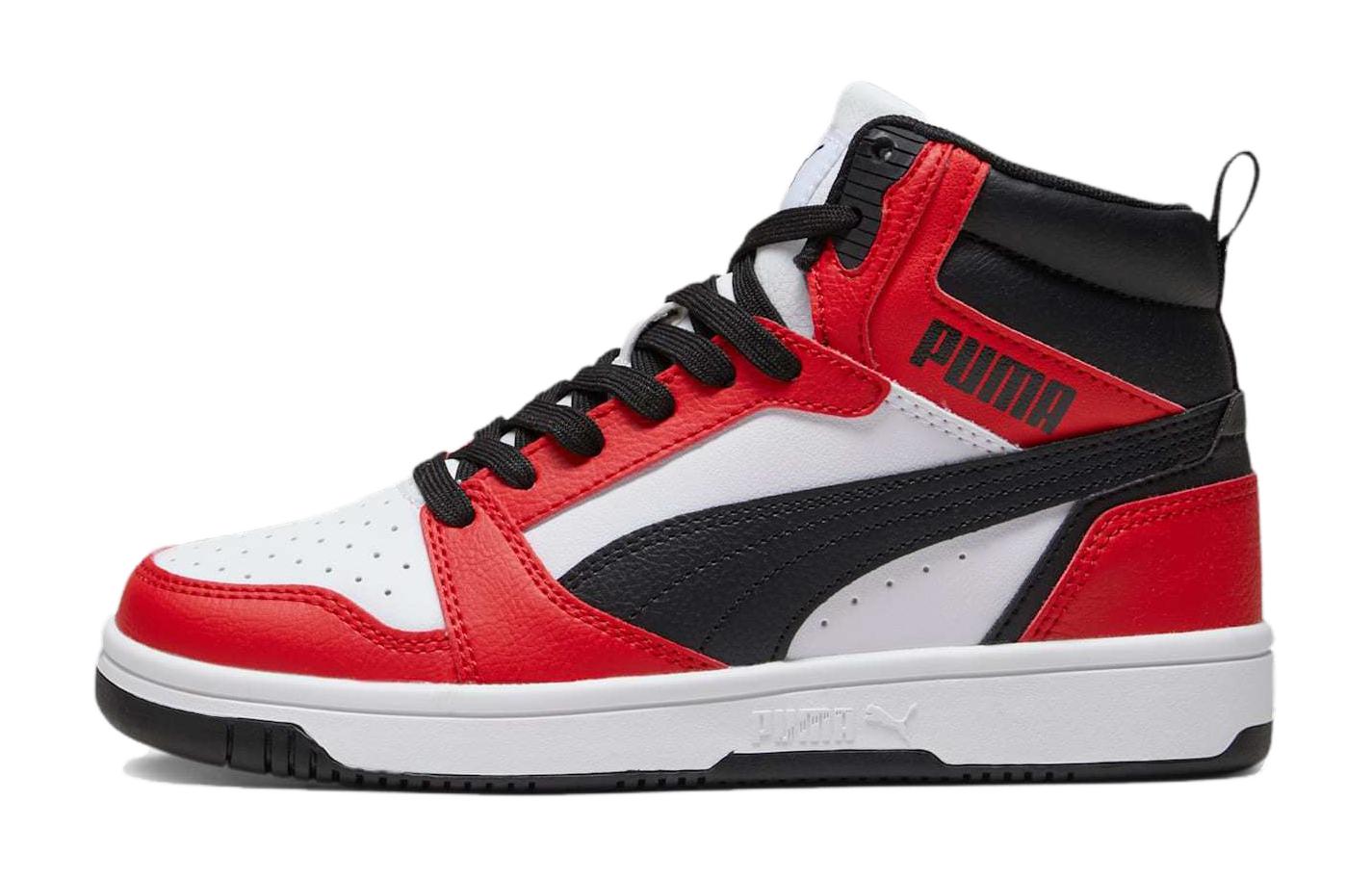 

PUMA Баскетбольные кроссовки Rebound V6 Mid Top для детей, белые, красные, черные, подростковые