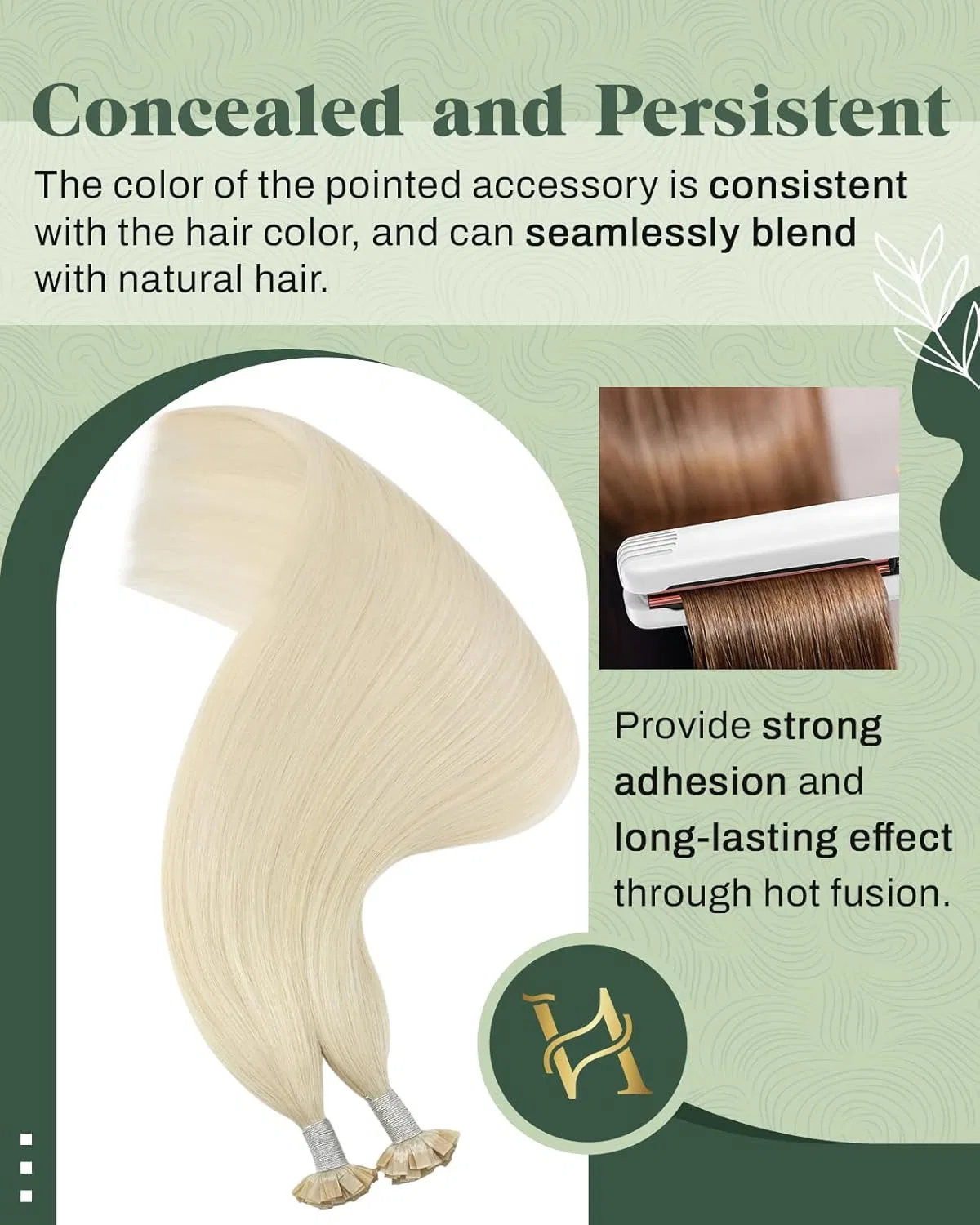 Блондинистые наращивания волос Ugeat Bonding Remy Real Hair Extensions Flat Tip, 35 см, 50 г Ugeat — фото 4