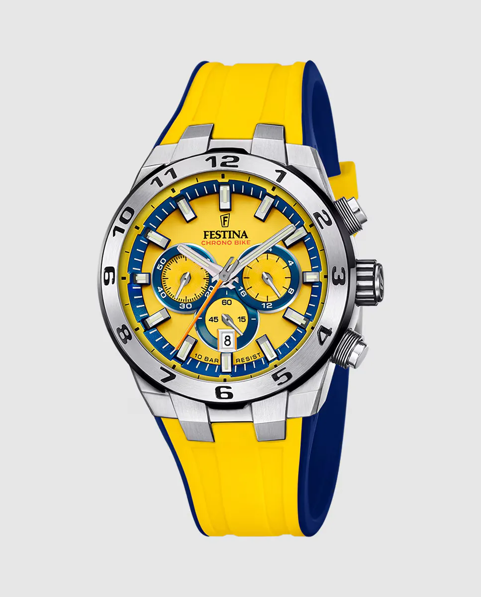 

F20671/4 Chrono Bike Желтые резиновые мужские часы Festina, желтый