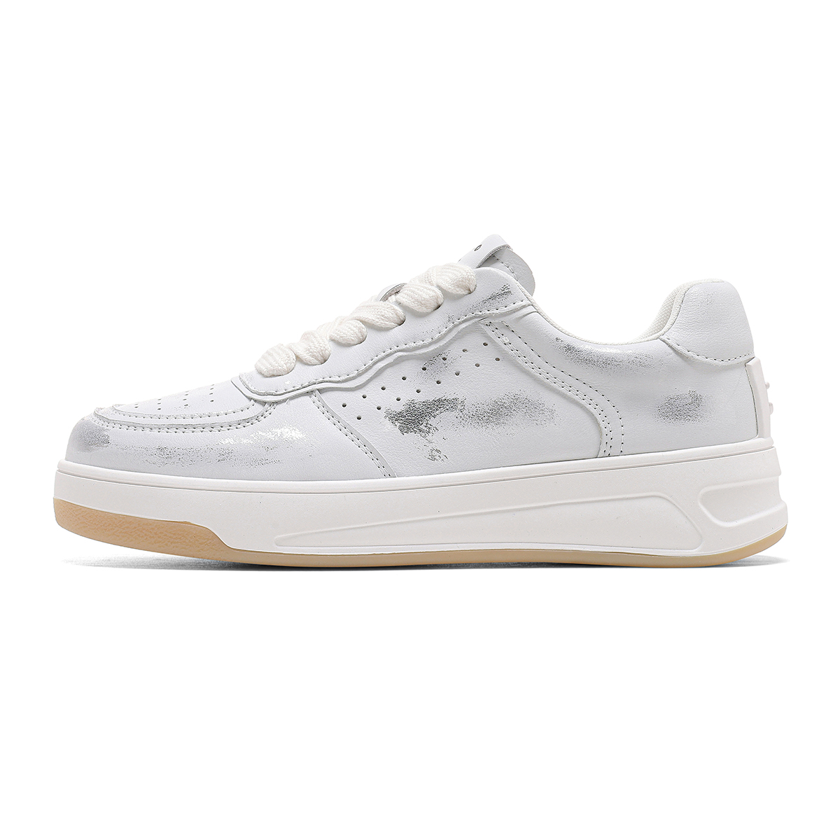 

Кроссовки C°BANNER Skateboarding Shoes Women's Low-top White/Silver, белый/серебряный