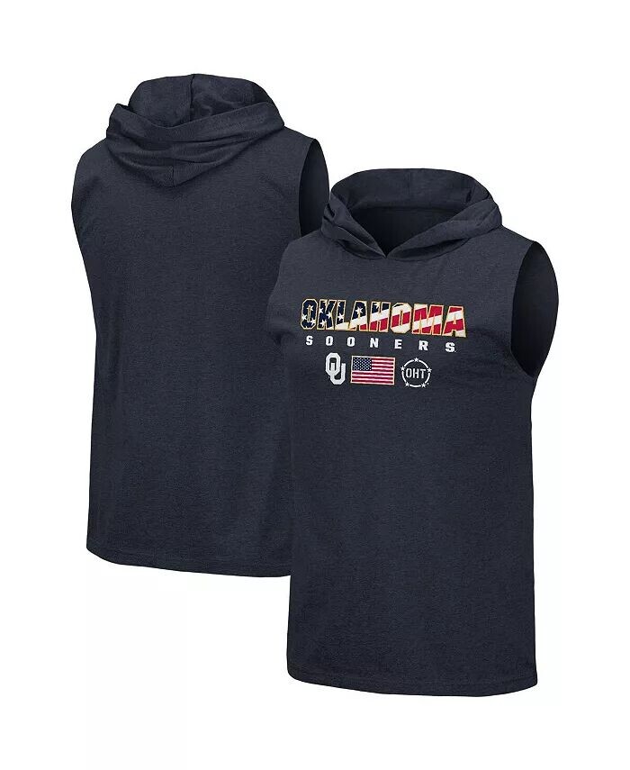 

Мужская темно-синяя футболка без рукавов с капюшоном Oklahoma Early OHT Military-Inspired Americana Hoodie Colosseum