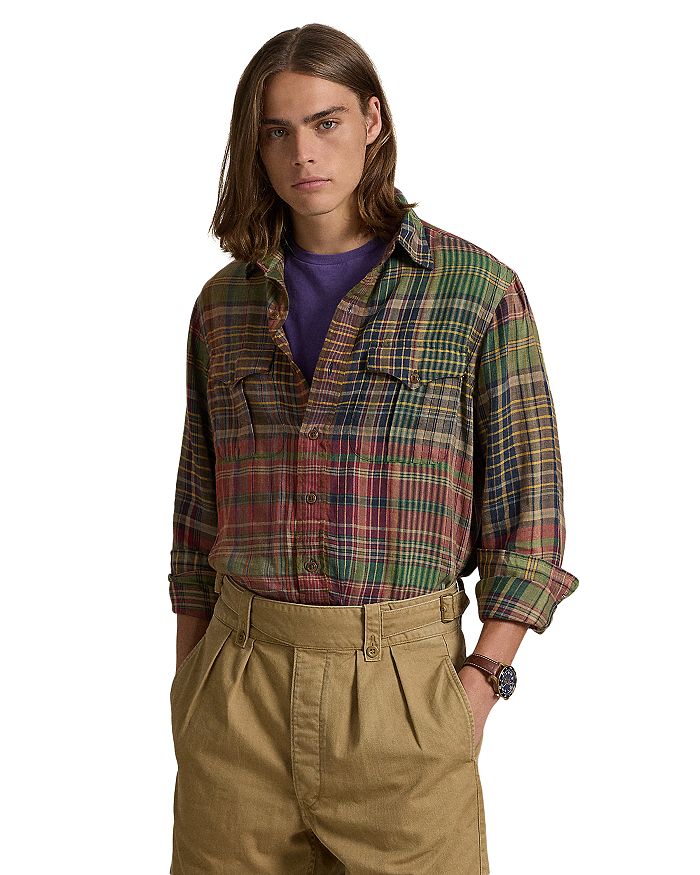 

Клетчатая льняная рубашка Polo Ralph Lauren, зеленый