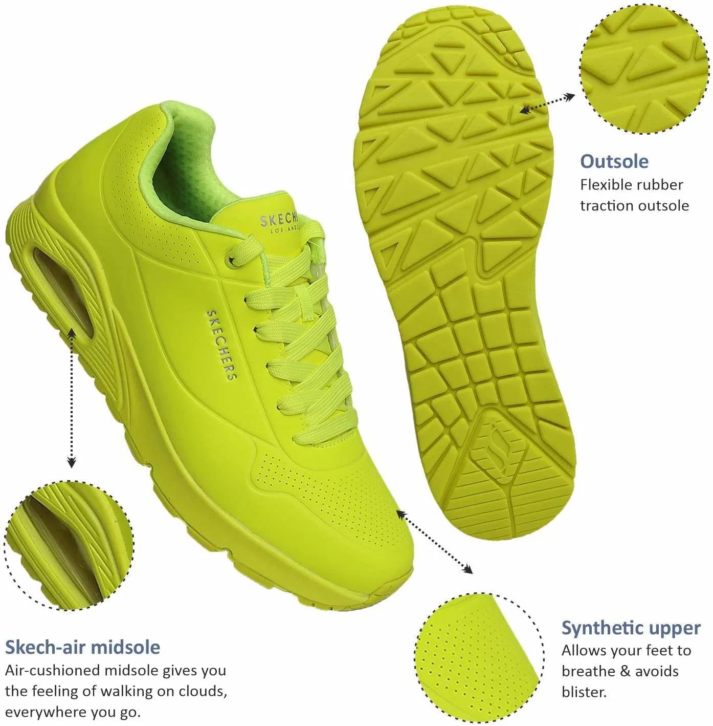 Мужские кроссовки Skechers UNO Stand On Air, Lime Durabuck Lime Trim — фото 4