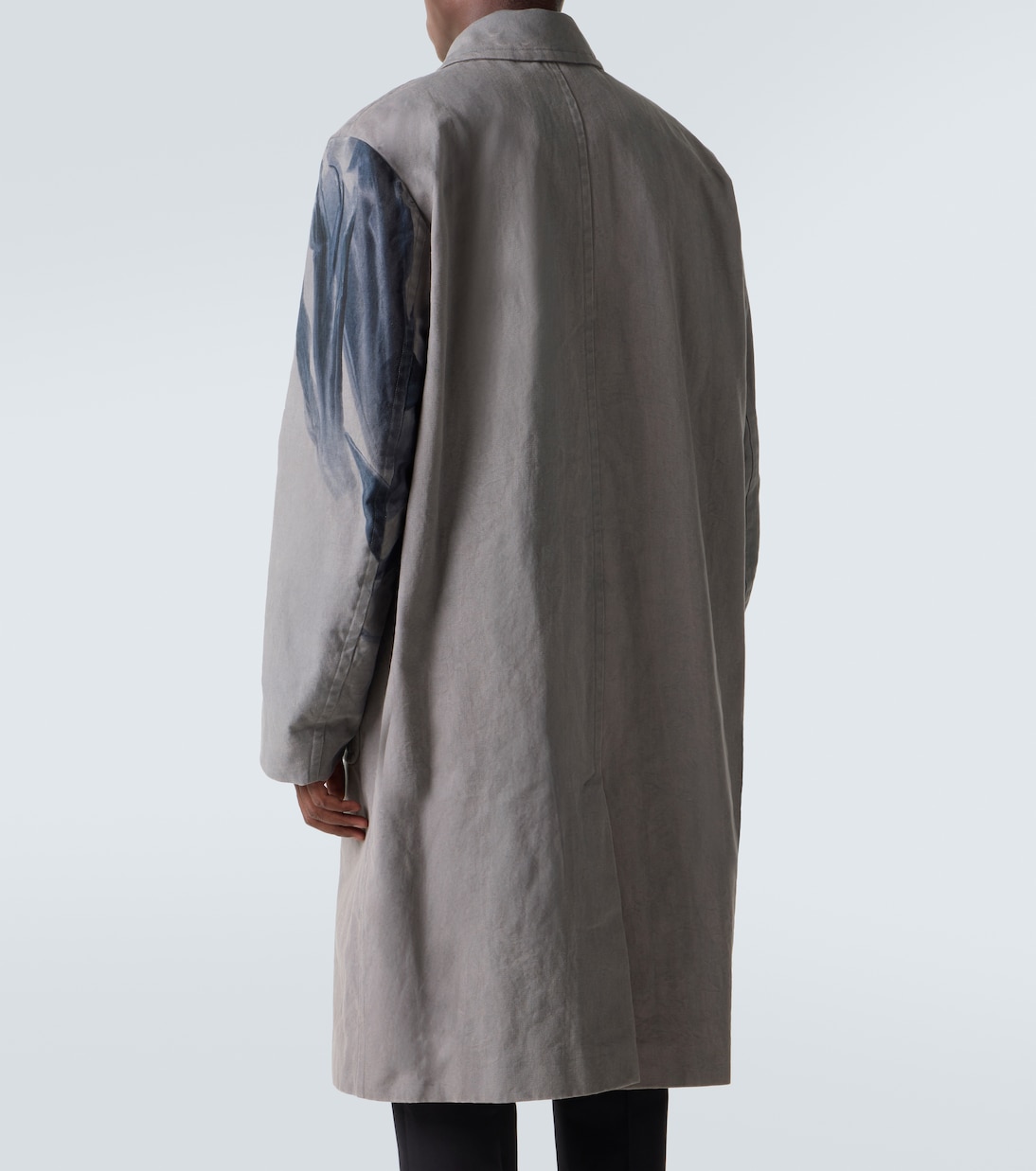 Хлопковый тренчкот с цветочным принтом от Randale Dries Van Noten, серый — фото 4