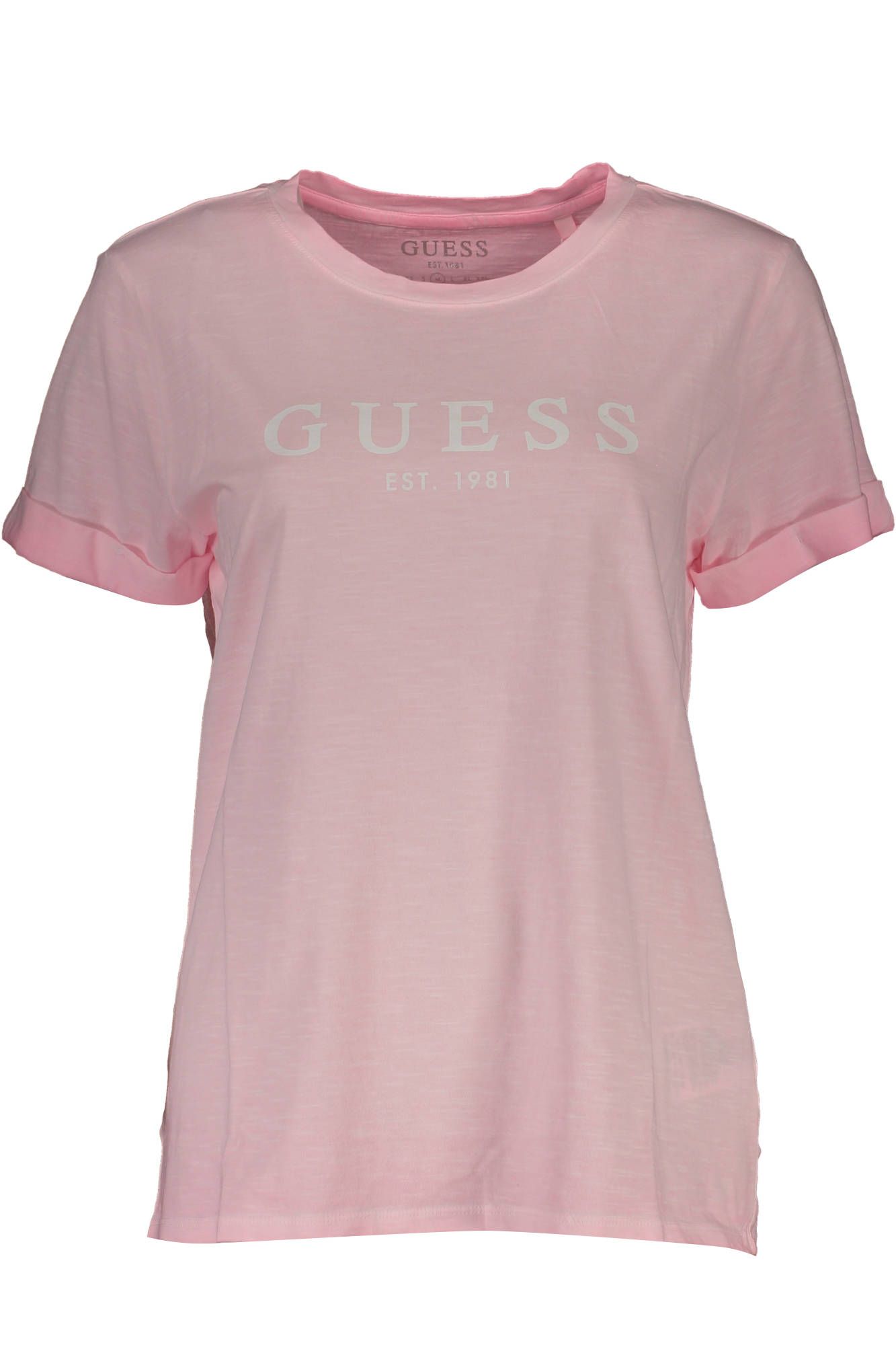 

Розовая хлопковая женская футболка Guess Shoes