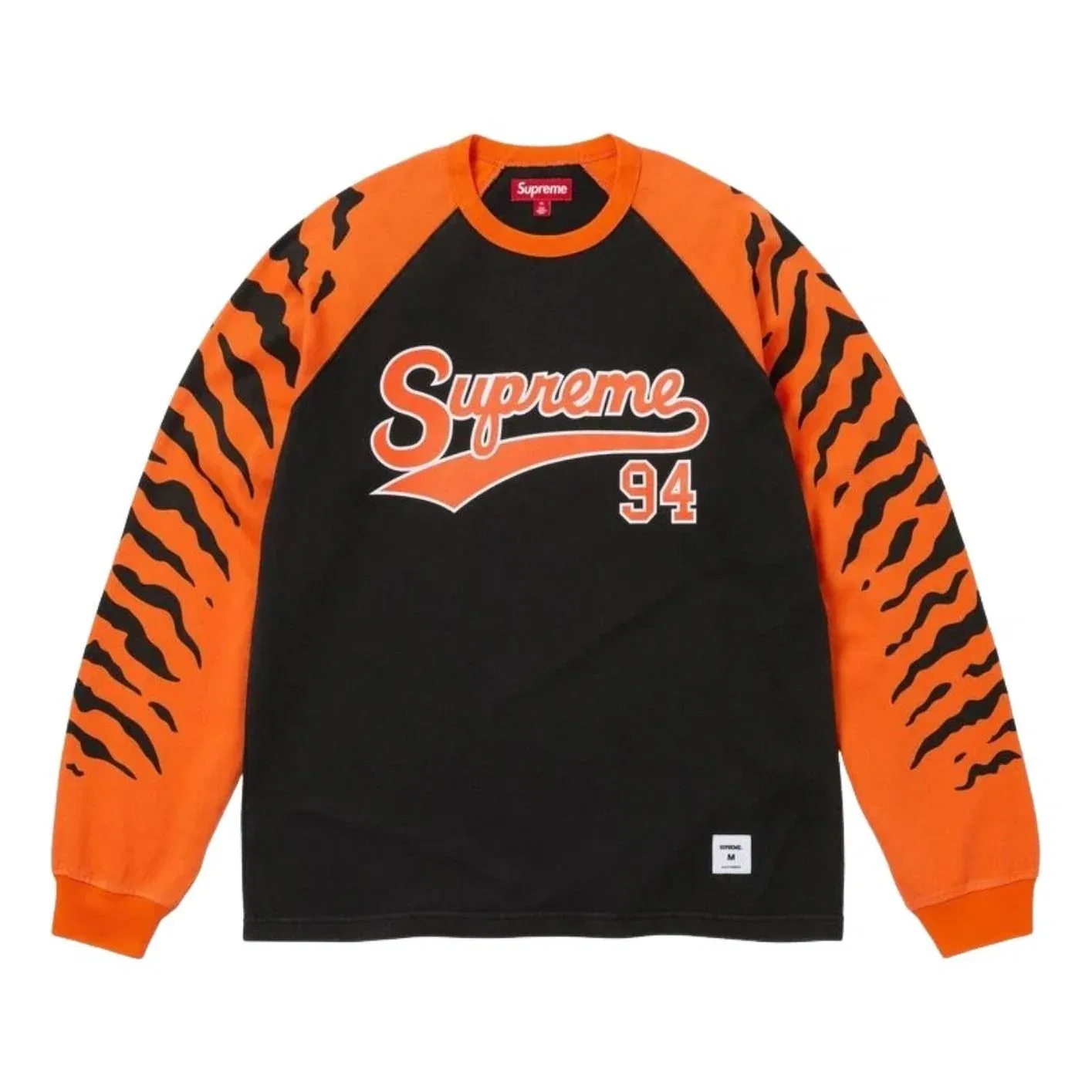 Футболка Supreme SS26 Tiger Raglan с длинными рукавами, черная, SUP-SS26-123-BLK