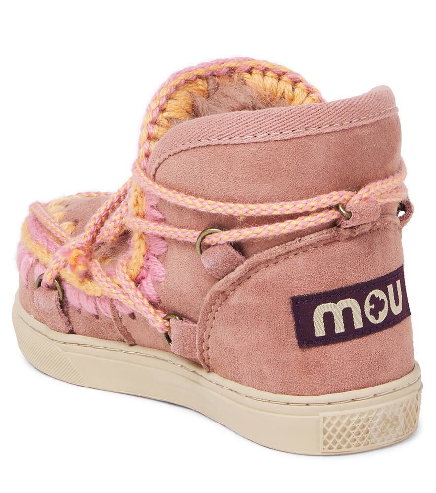 Вышитые замшевые ботинки на овчине Mou Kids, Dark Pink — фото 2