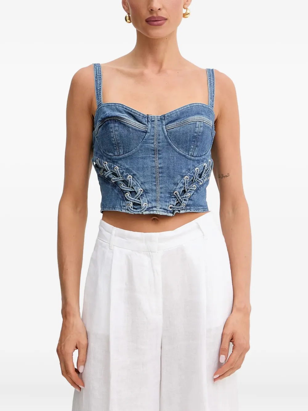 

Джинсовый топ со шнуровкой GUESS USA, синий