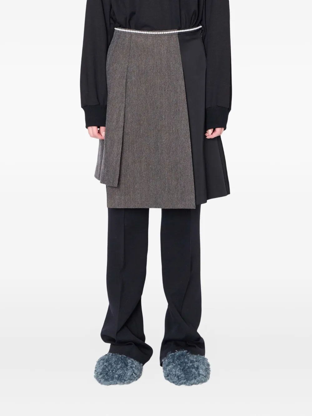 

Юбка с искусственным жемчугом и складками Kolor, коричневый