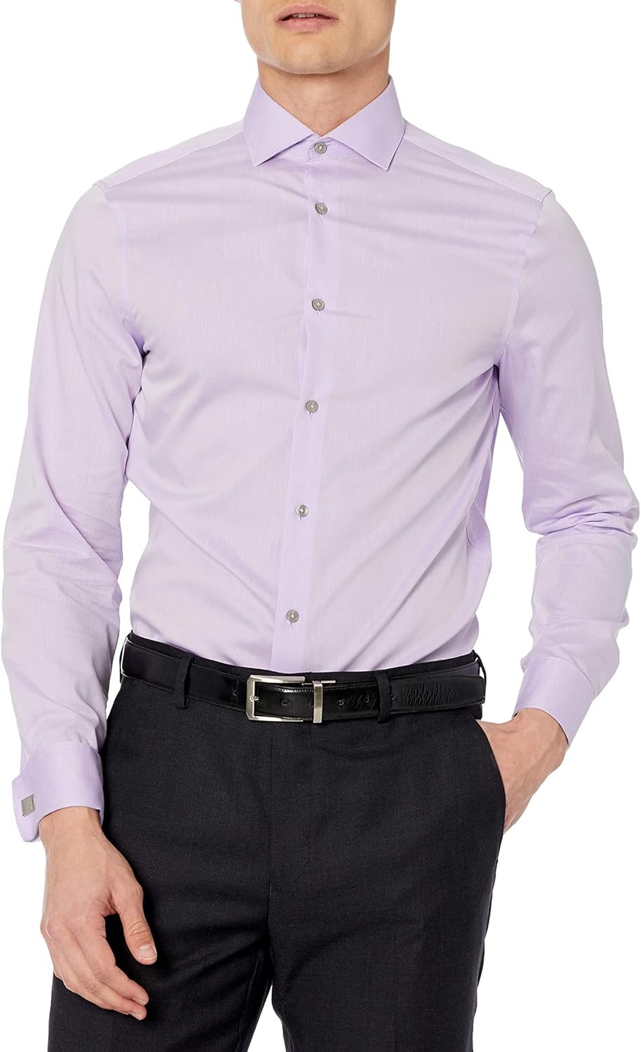 

Мужская рубашка Calvin Klein Slim Fit Non Iron Solid French Cuff с манжетами - эксклюзивно на Amazon, Lilac
