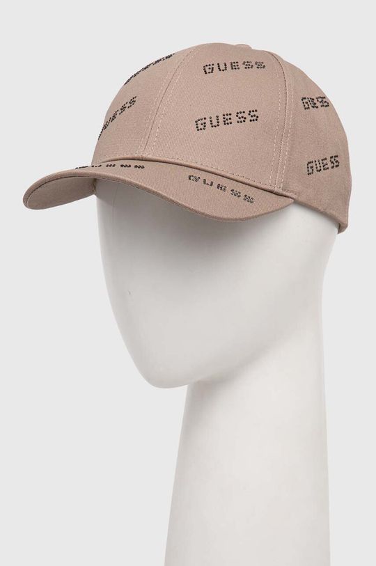 

Хлопковая бейсболка Guess, коричневый