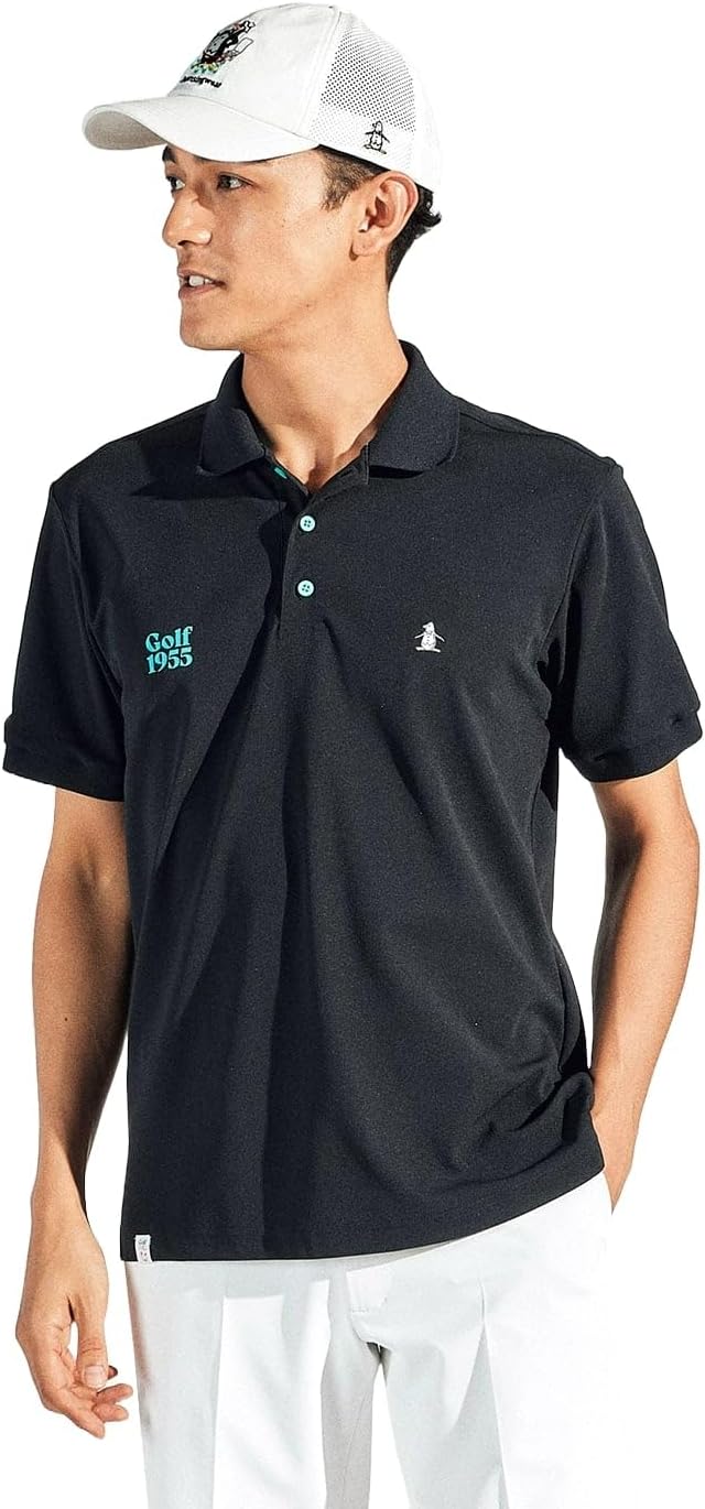 

Мужская рубашка с коротким рукавом Munsing Wear MG5SHS54M, воротник, фирменный принт Архивный пингвин, защита от солнца, впитывает пот, быстро сохнет, подходит для игры в гольф Munsingwear, черный