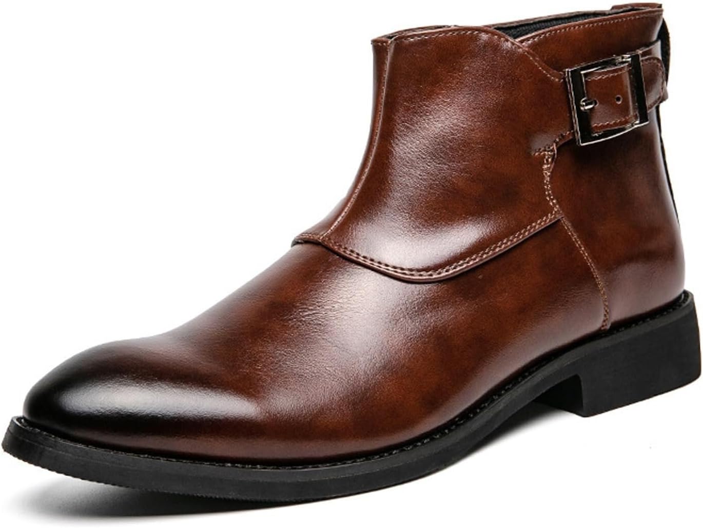 

Мужские ретро кожаные челси с боковой молнией, модные ботинки до щиколотки с заостренным носком, на шнуровке, ботинки Чакка для деловой и рабочей носки Generic, коричневый