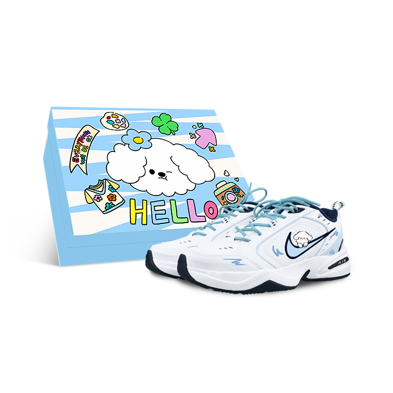 

Nike Air Monarch 4 нескользящие низкие массивные кроссовки унисекс бело-голубые, цвет White Blue