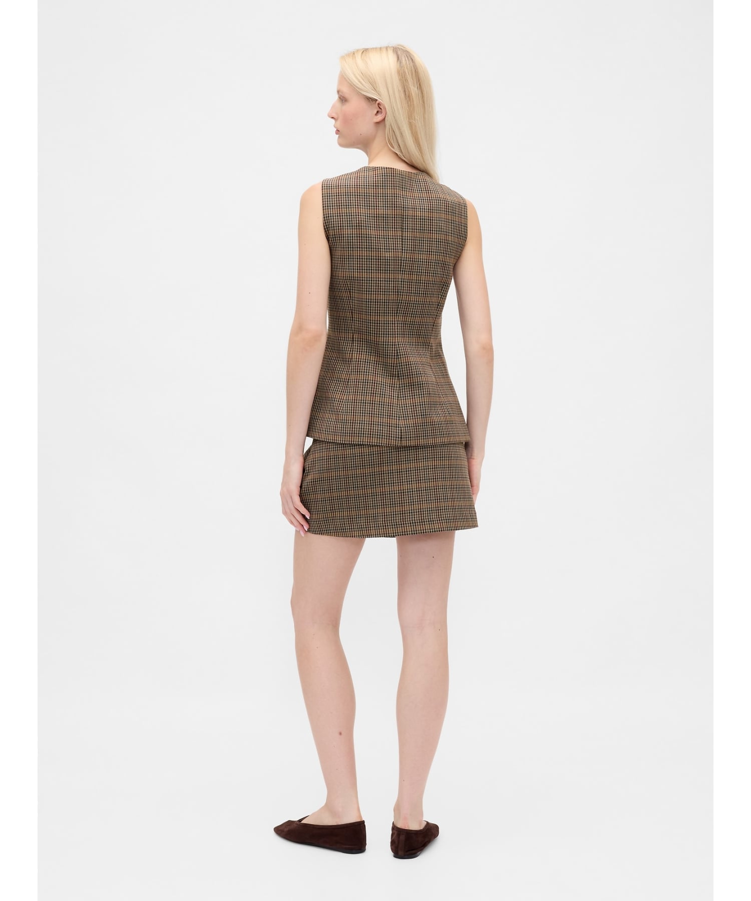 (W) Мини-юбка в елочку GAP, BROWN_PLAID — фото 3