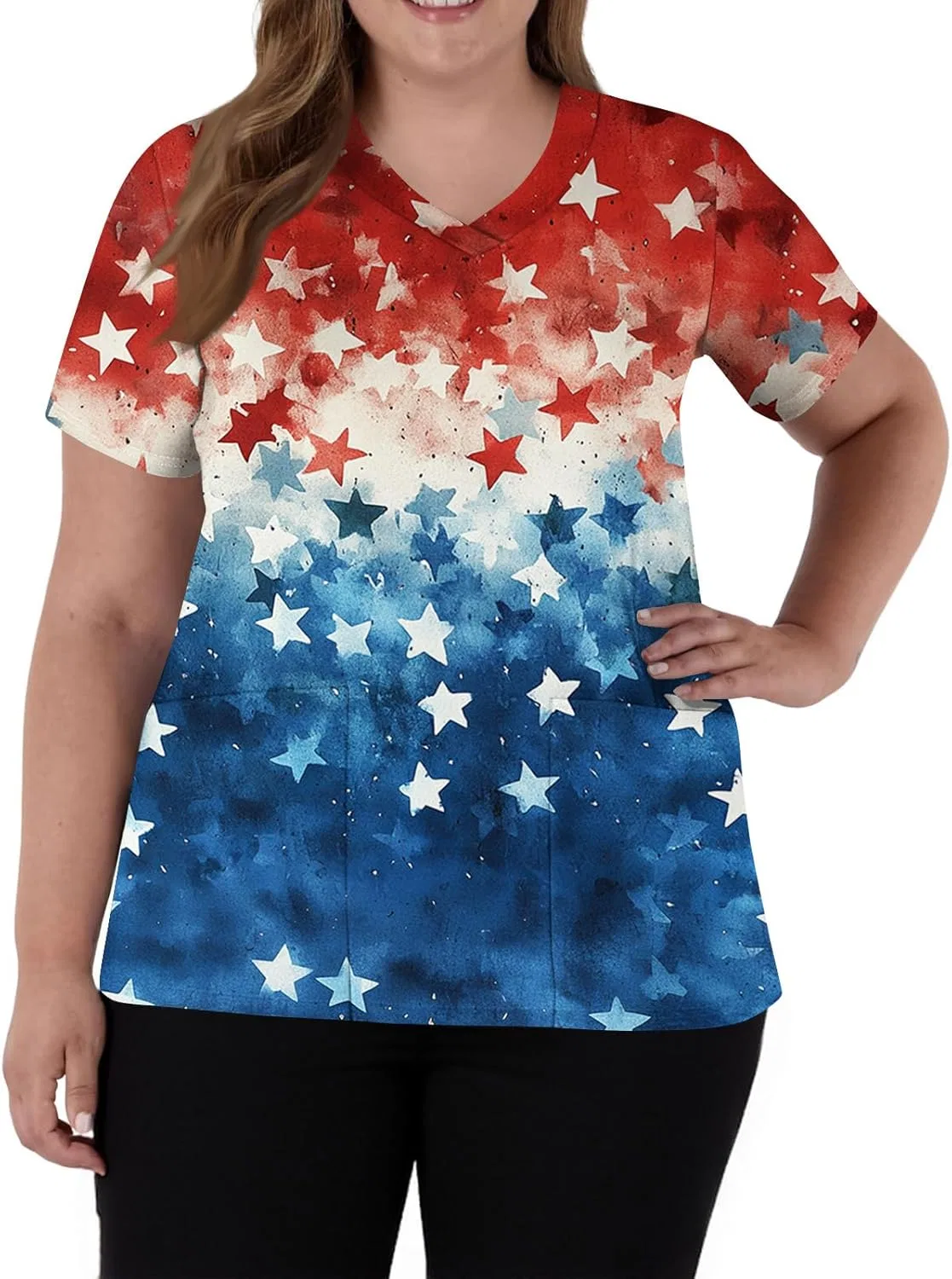 Женская футболка с патриотическим принтом, American Flag, цвета 3-blue — фото 2