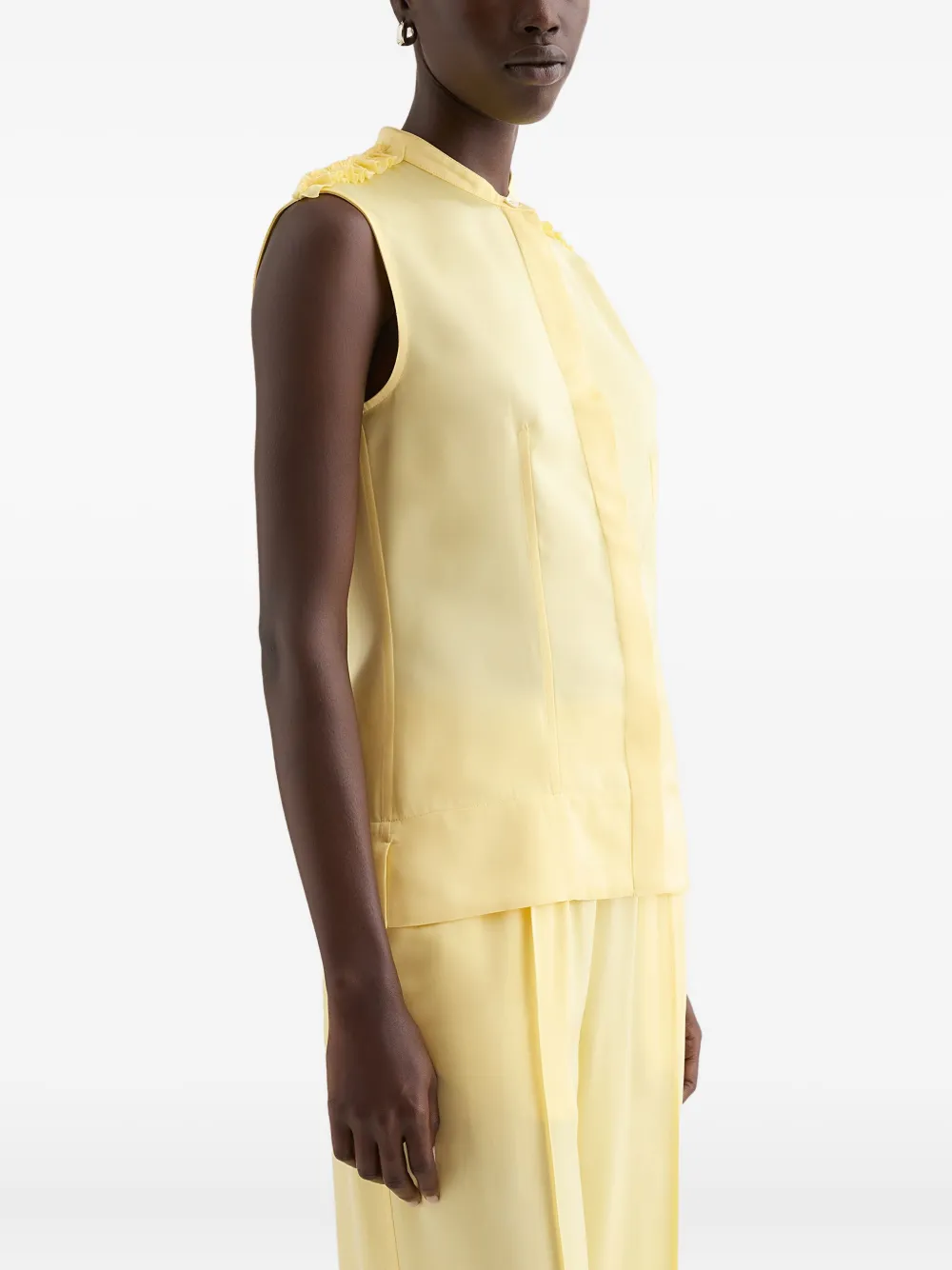 Рубашка с воротником-стойкой и оборками Jil Sander, желтый — фото 3