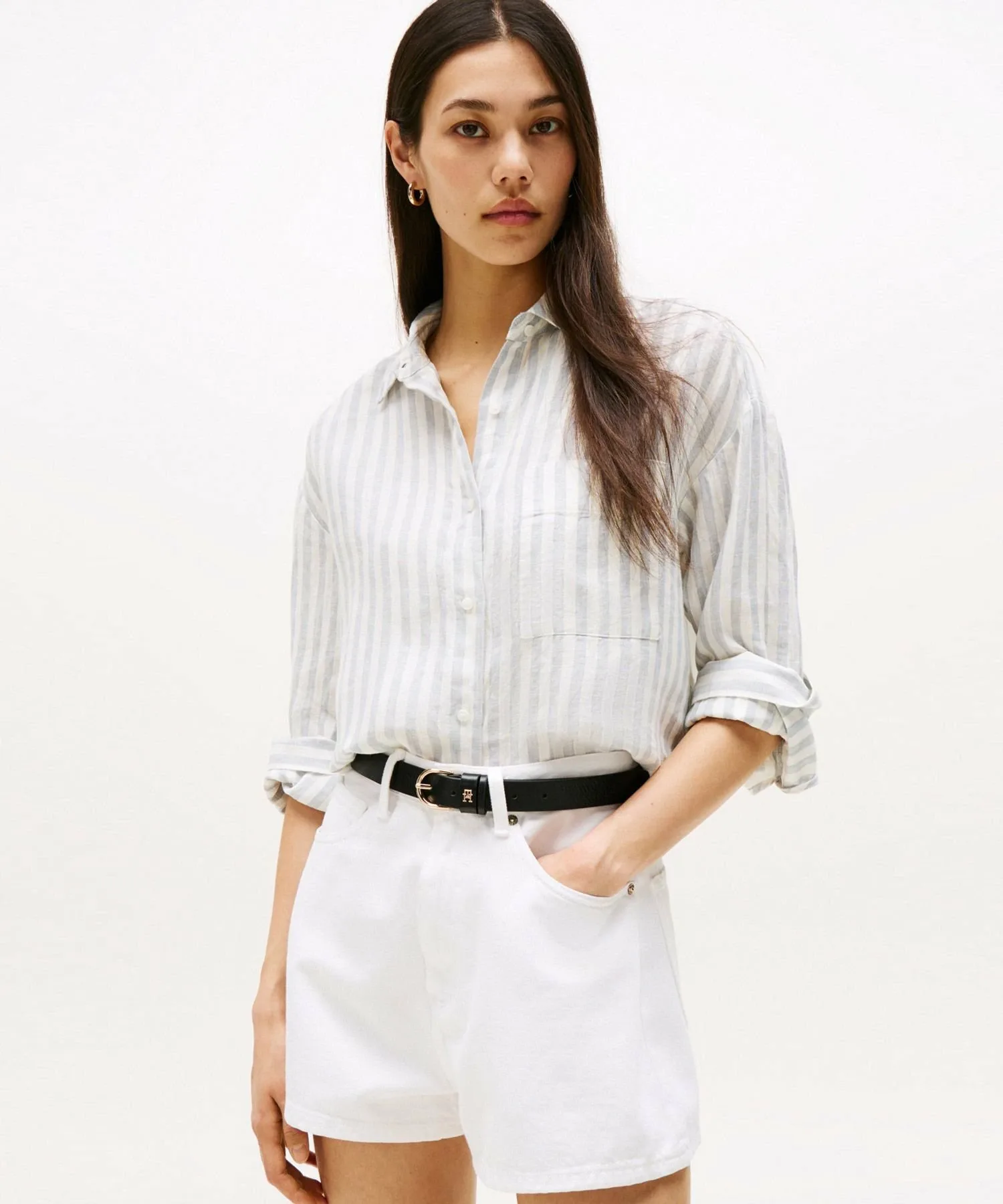 Свободная льняная рубашка TOMMY HILFIGER, White 0K5