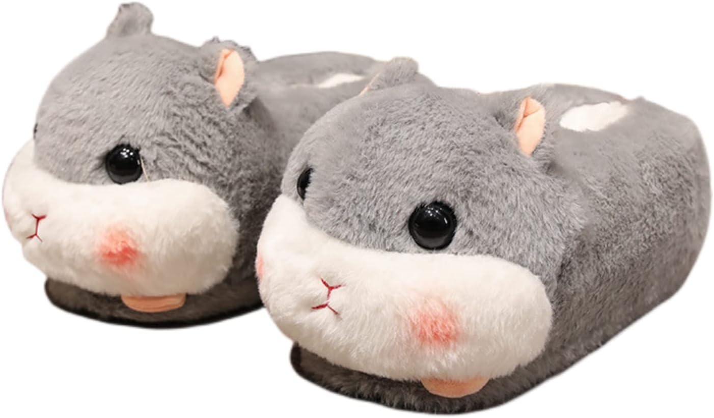

Женские и мужские домашние тапочки Zuwxeu с милыми животными (свиньей, собакой, оленем), теплые тапочки с мемори-пенной стелькой из хлопка, для дома, внутри и снаружи, серый