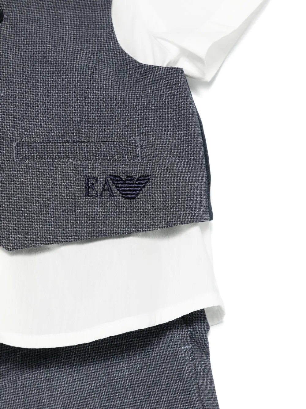 Комплект из топа и шортов в клетку Emporio Armani Kids, серый — фото 3