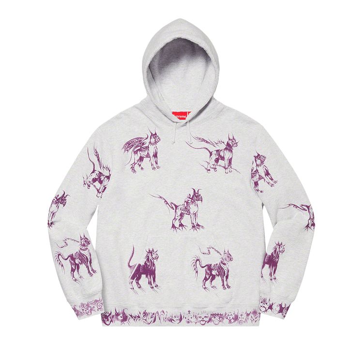 

Толстовка Supreme Animals Hooded Sweatshirt Ash Grey, серый