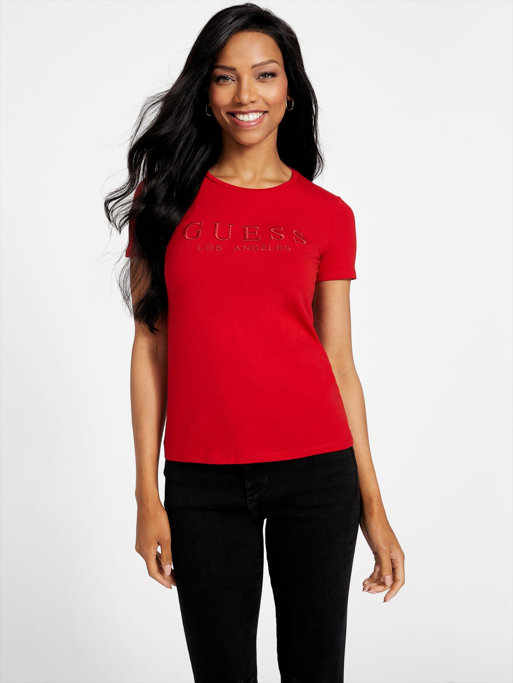

Футболка с вышитым логотипом Lizza Guess Factory, цвет rugby red