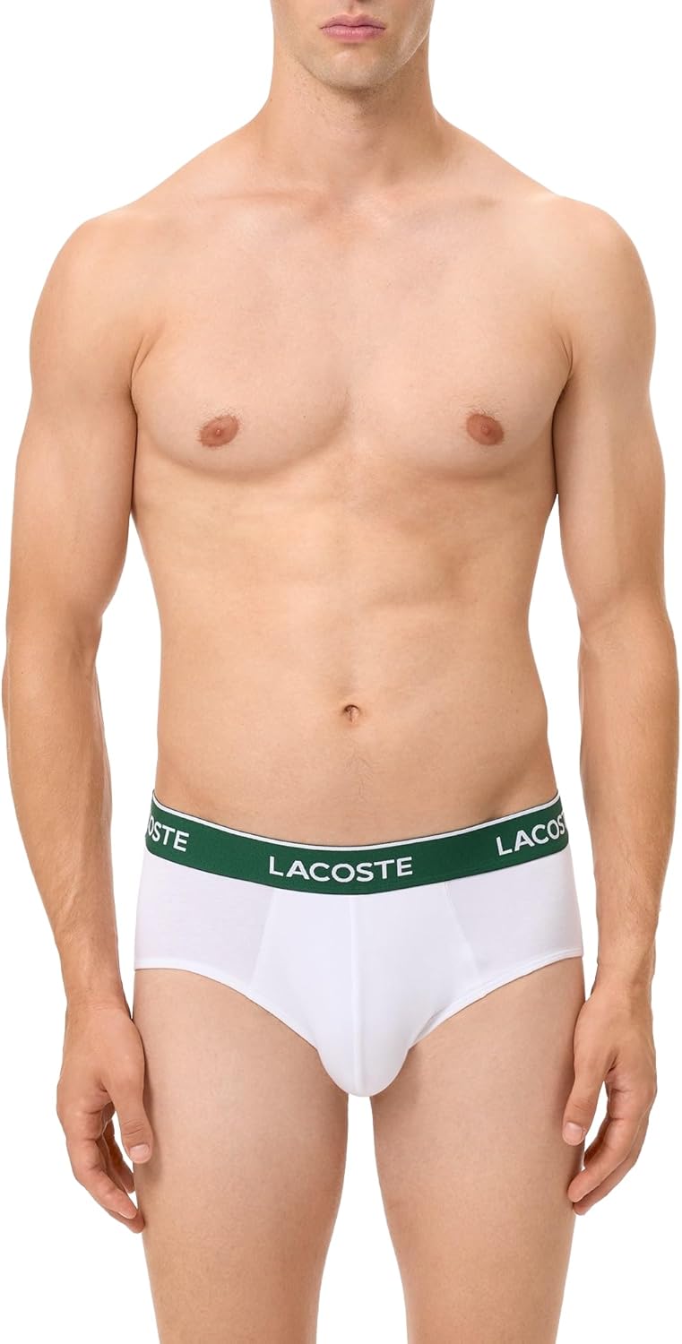 Lacoste мужские хлопковые эластичные трусы Essentials, 5 штук (Amazon Exclusives), Black/White/Silver Chine — фото 2