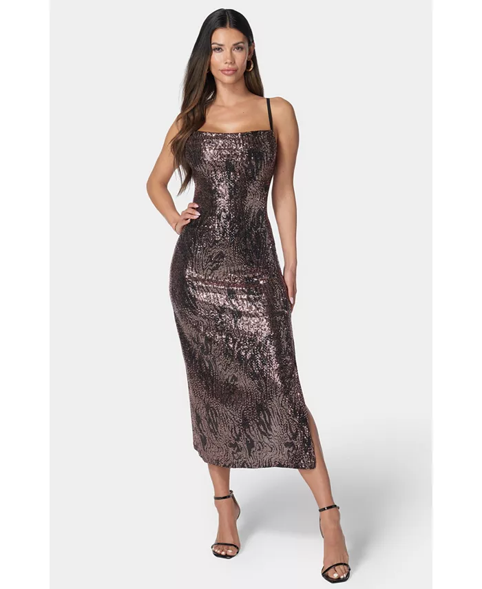 

Женское платье SPAGHETTI GOWN длинное облегающее макси Bebe, мультиколор