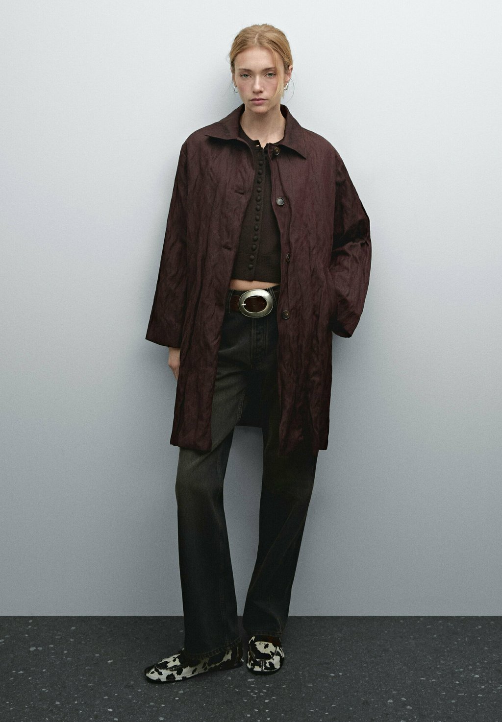 

Кожаная куртка Massimo Dutti, бордовый