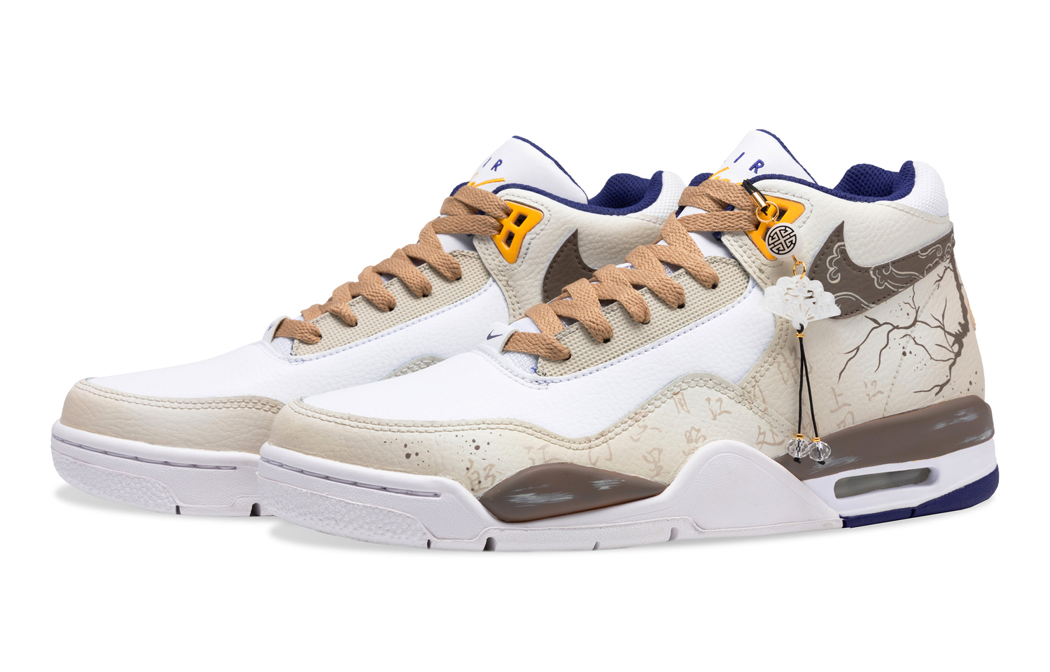 Nike Flight Legacy Vintage Кроссовки баскетбольные мужские мидтоп White/Yellow/Brown — фото 3